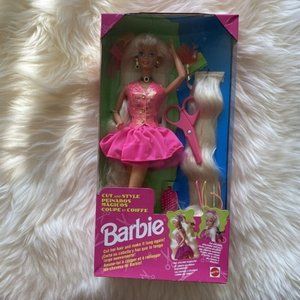 Barbie 1994  Cut Style  Doll Blonde Doll Pink Dress Import French